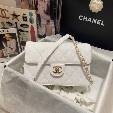 Chanel Flap Shoulder Bag Grained Calfskin AS3003 white JK2846Rc99