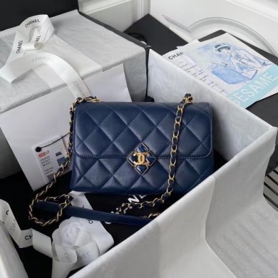 Chanel Flap Shoulder Bag Original leather AS2634 blue JK3071Hn31