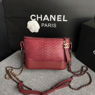 Chanel Gabrielle Mini Shoulder Bag Original Python Leather 8122A Marroon JK5406DI37