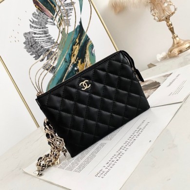 Chanel Grained Calfskin Clutch Bag 81050 black JK3282hT91