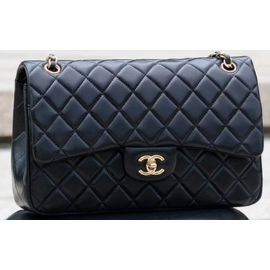 Chanel Jumbo Classic Black Sheepskin Flap Bag A58600 Gold JK554Pu45