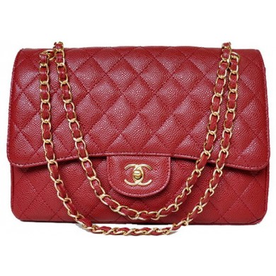 Chanel Jumbo Quilted Classic Flap Bag Burgundy Cannage Patterns A58600 Gold JK698vX33