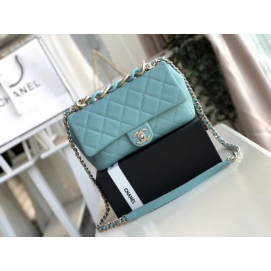 Chanel Lambskin Flap Bag &gold-Tone Metal AS1353 light blue JK4355UE80