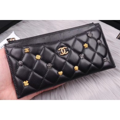 Chanel Lambskin & Gold-Tone Metal A81797 black JK1369Bw85