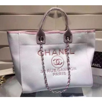 Chanel Large Canvas Tote Shopping Bag A5002 Light Pink JK305fH28