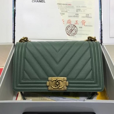 Chanel Leboy Original caviar leather Shoulder Bag V67086 green gold chain JK5185Mc61