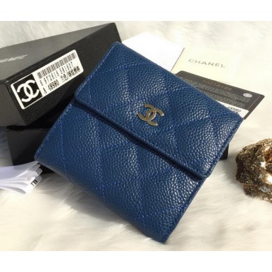 Chanel Matelasse Bi-Fold Wallet Cannage Patterns A48980 Blue JK1499AM45