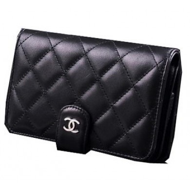 Chanel Matelasse Bi-Fold Wallet Sheepskin Leater A31506 Black JK1508Lo54