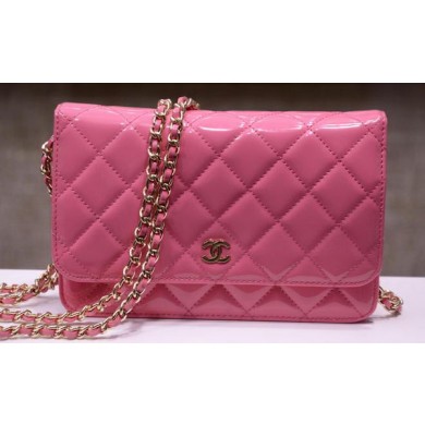 Chanel mini Flap Bag Pink Patent Leather A33814P Gold JK165MB38