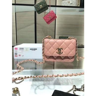 Chanel mini Flap Shoulder Bag Original leather AP2301 pink JK3047UM91