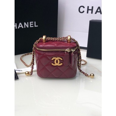 Chanel mini Shoulder Bag Lambskin & Gold-Tone Metal AP2292 Burgundy JK2567vj67