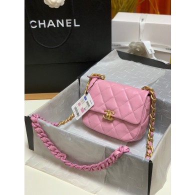 Chanel mini Shoulder Bag Lambskin&Gold-Tone Metal AS3205 pink JK2508Qu69