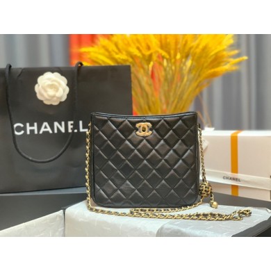 Chanel mini Shoulder Bag Lambskin&Gold-Tone Metal AS3259 black JK2534Is53