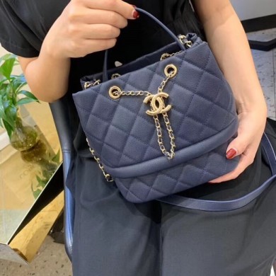 Chanel Original Caviar Leather Sac Hobo Bag AS0894 blue JK4483TP23