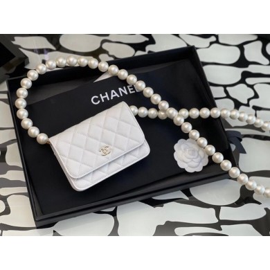 Chanel Sheepskin Original Leather Pocket AP2059 white JK3572nU55