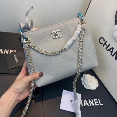 Chanel Small Calfskin hobo bag AS1461 grey JK4120sY95