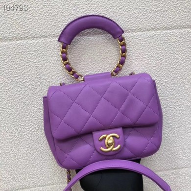 Chanel small flap bag Lambskin & Gold Metal AS1357 purple JK4283Af99