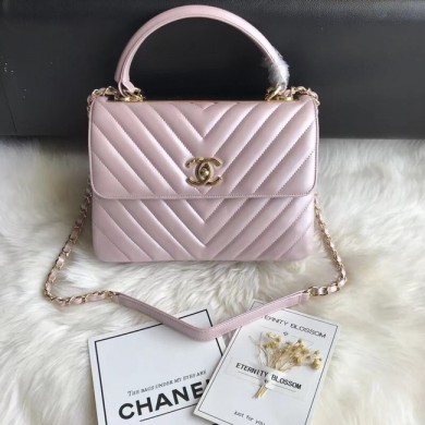 Chanel Small Flap Bag with Top Handle A92236 Pink JK5071cf57