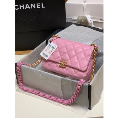 Chanel small Shoulder Bag Lambskin&Gold-Tone Metal AS3206 pink JK2503DS71