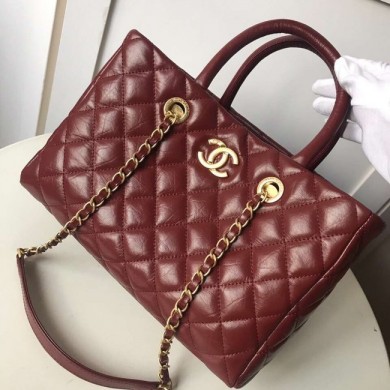 Cheap Copy Chanel large shopping bag Aged Calfskin & Gold-Tone Metal A57974 Burgundy JK4832Eq45