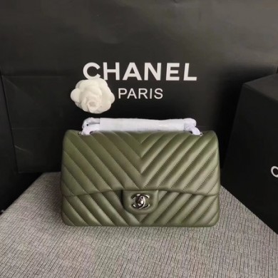 Copy Best Chanel Flap Shoulder Bag Green Original Sheepskin Leather CF1112V Silver JK5301Qc72