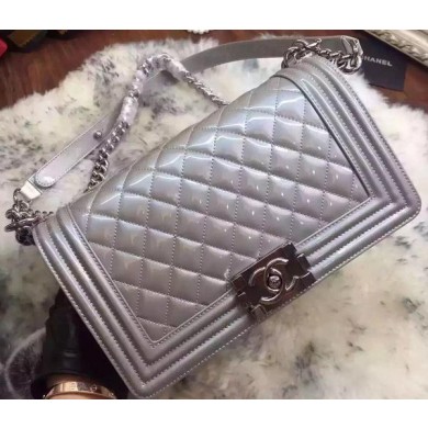 Copy Boy Chanel Flap Shoulder Bag Sheepskin Leather A67189 Grey JK141Ey31