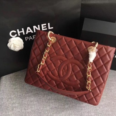 Copy Chanel LE Boy Grand Shopping Tote Bag GST Wine Cannage Pattern A50995 Gold JK5787Ey31