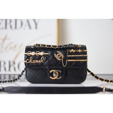 Copy Chanel SMALL FLAP BAG AS2979 black JK2867Ey31