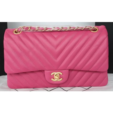 Fake Chanel 2.55 Series Flap Bag Lambskin Chevron Leather A1112CF Rose JK532pE71