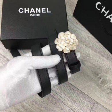 Fake Chanel 20mm Leather Belt CH0801 White JK692EQ38