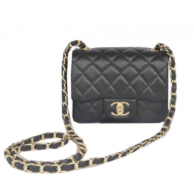 Fake Chanel mini Classic Flap Bag Black Cannage Pattern 1115 Gold JK1086ny77