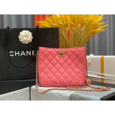 Fake Chanel mini Shoulder Bag Lambskin&Gold-Tone Metal AS3259 rose JK2531yQ90