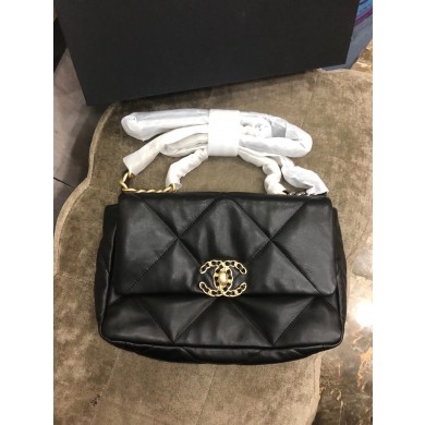 Fake Chanel Origianl Leather 19 Flap Bag AS1160 Black JK3812ny77