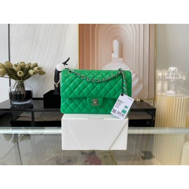 Fashion Chanel classic handbag Lambskin&silver Metal 01112 green JK2664wc24