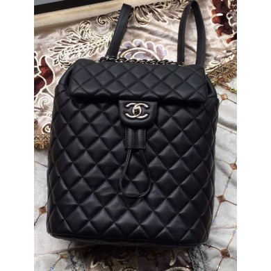 Fashion Chanel Sheepskin Leather Backpack A91121 Black JK56OM51