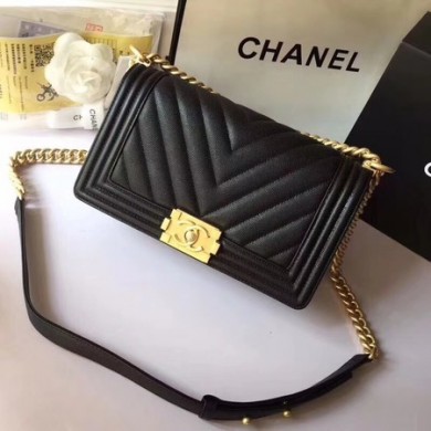 First-class Quality Boy Chanel Original Cannage Patterns Bag 67086 Black JK5255Sf41