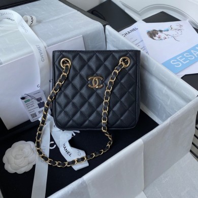 High Quality Replica Chanel mini Shoulder Bag Grained Calfskin&Gold-Tone Metal AS3176 black JK2496aR54