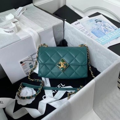 Hot Chanel Flap Shoulder Bag Original leather AS2633 green JK3083Nm85