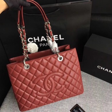 Hot Chanel LE Boy Grand Shopping Tote Bag GST Wine Cannage Pattern A50995 Silver JK5786io40