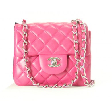 Hot Replica Chanel mini Classic Flap Bag Rose Leather 1115 Silver Chain JK1095wR89