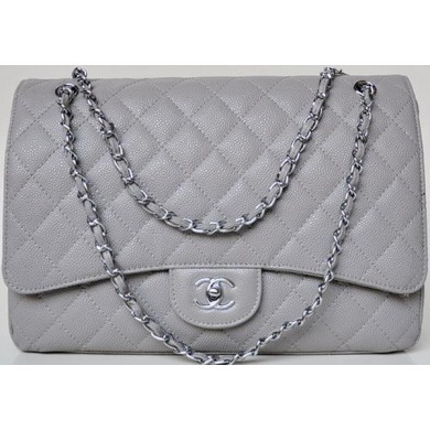 Imitation AAA Chanel Maxi Quilted Classic Flap Bag Grey Cannage Patterns A58601 Silver JK689kf15