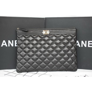 Imitation Boy Chanel Chevron Black Lambskin Leather Clutch A69253 JK514AI36