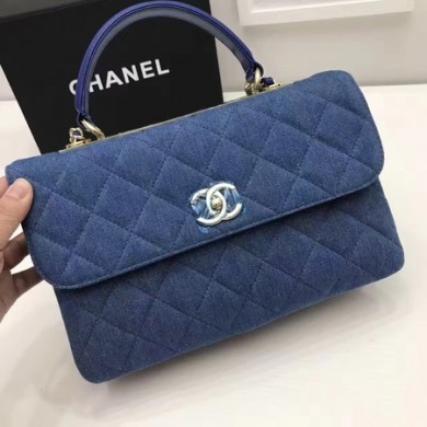 Imitation Chanel Classic Top Flap Bag Blue Original Denim A92236 Gold JK5932zn33