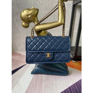 Imitation Chanel flap bag Grained Calfskin AS2358 Royal Blue JK3377zn33