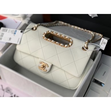 Imitation Chanel Flap Bag Original Sheepskin Leather AS1466 white JK4187Nj42