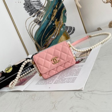 Imitation Chanel flap coin purse with chain 81085 pink JK3279Oz49