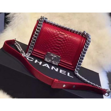 Imitation Fashion Chanel Boy Flap Shoulder Bag Python Leather A66094 Dark Red JK615kd19