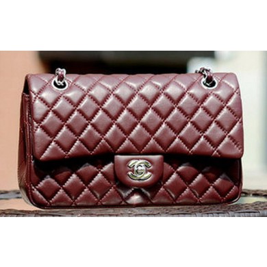 Imitation High Quality Chanel 2.55 Series Flap Bag Burgundy Sheepskin Leather A37586 Silver JK479Bo39