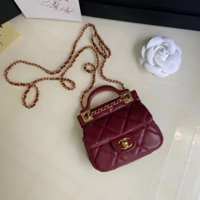 Imitation High Quality CHANEL Top Handle Micro Mini Wallet On Chain AP2206 Red JK3205Bo39