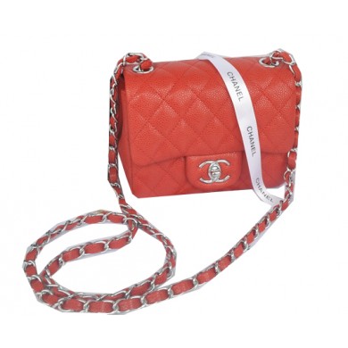 Imitation Top Chanel mini Classic Flap Bag Red Cannage Pattern 1115 Silver JK1083tr16